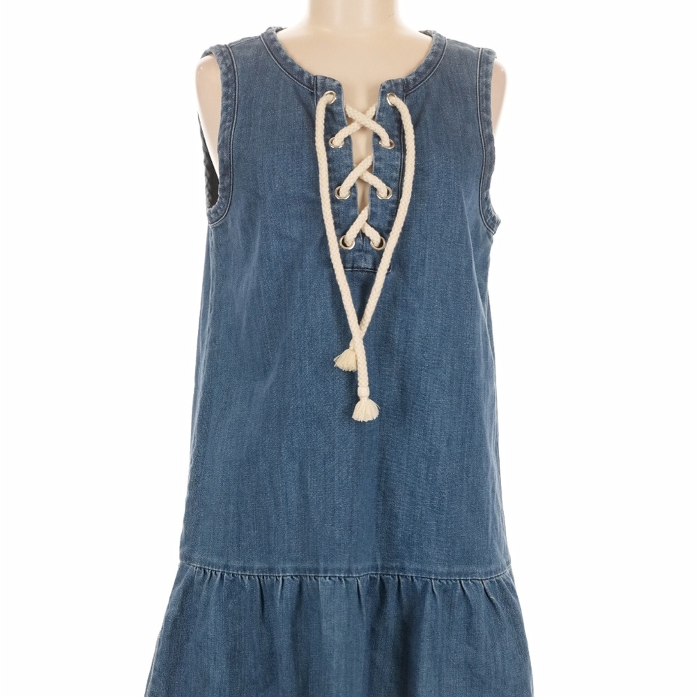 aerie Blue Denim Lace-Up Mini Dress